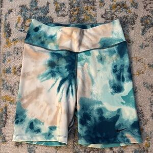 Nike Women's Tie-Dye Shorts - Blue and Cream